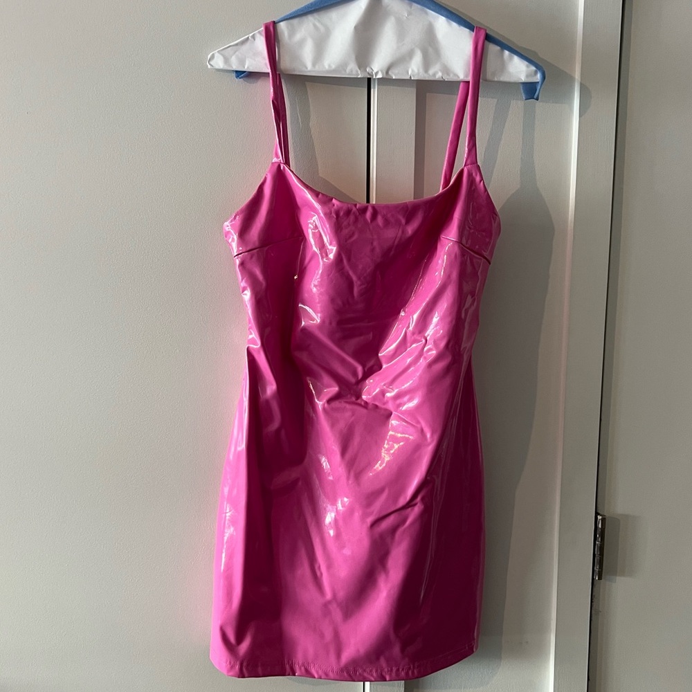 Pink Latex Mini Dress, medium